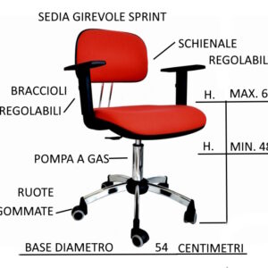 Base cromata ricmbio per sedia ufficio con ruote gommate- Uni-form Srl